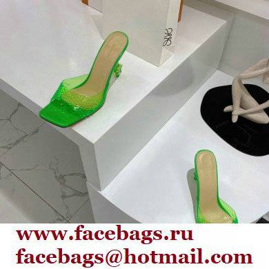 Mach  &  Mach Star Heel 8.5cm Crystal Embellished Mules PVC Green 2022